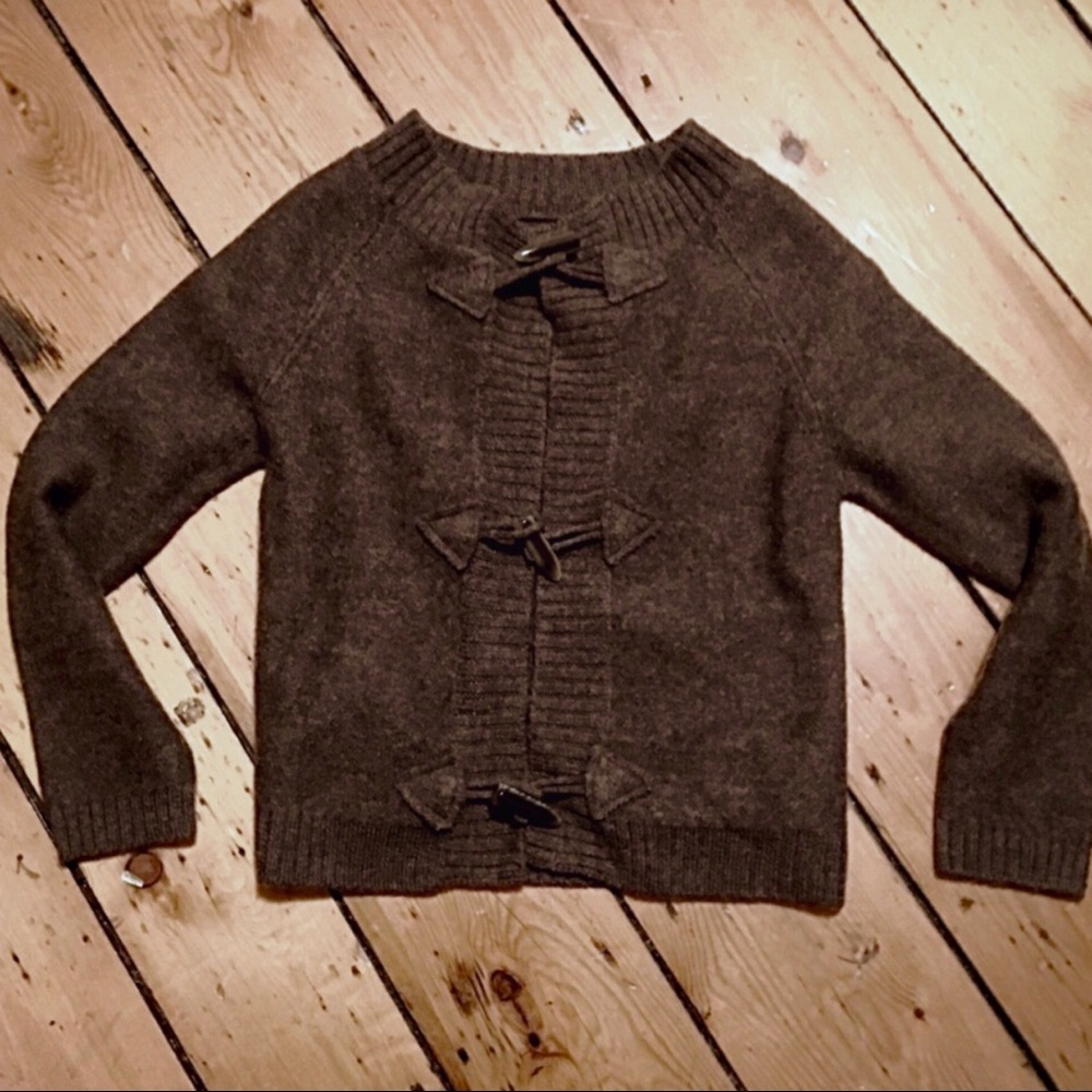 NWOT Brown Zara toggle knit sweater S 100% Wool